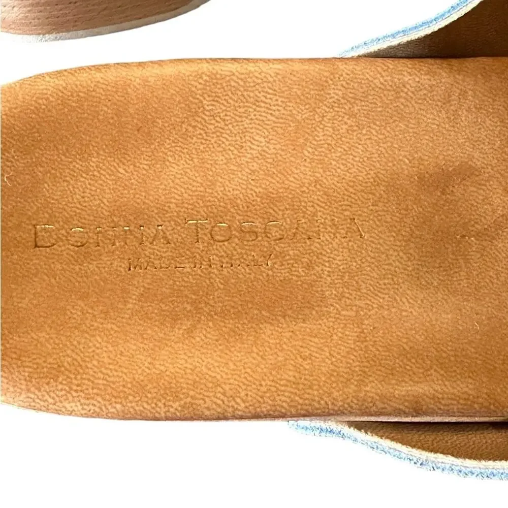 Donna Toscanna Pastel Blue Sandals with Wooden Soles Made in Italy Womens Size 8
